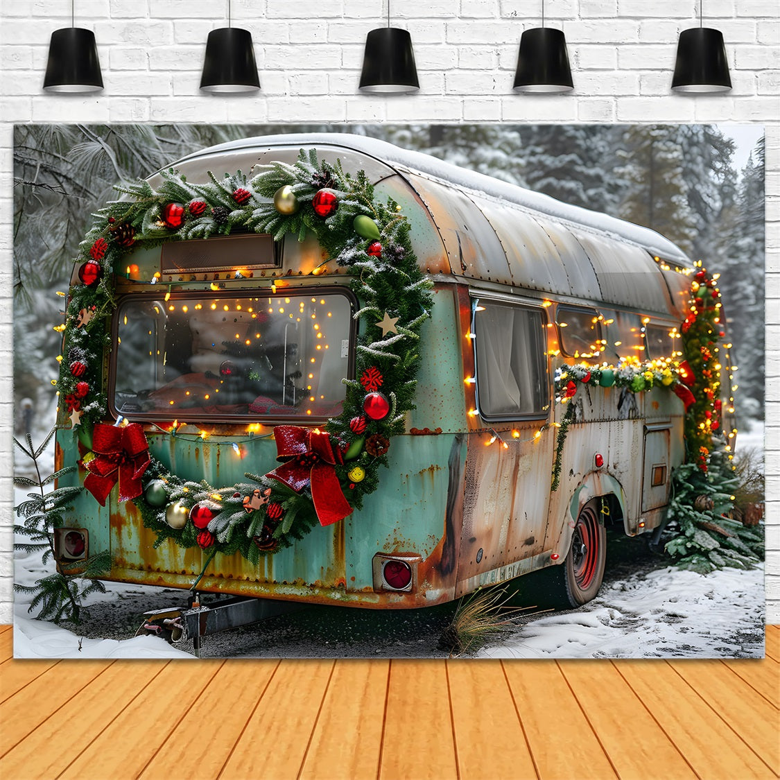 Christmas Vintage Holiday Trailer Backdrop UK RR7-583