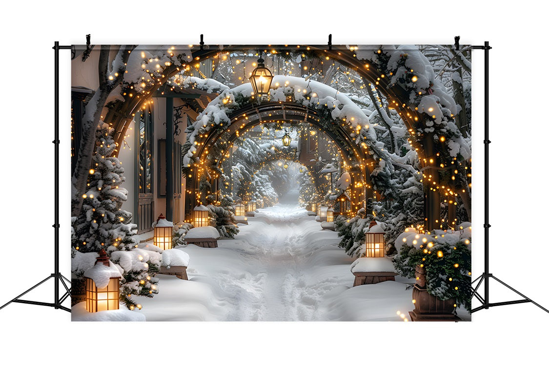 Christmas Illuminated Snowy Archway Backdrop UK RR7-585