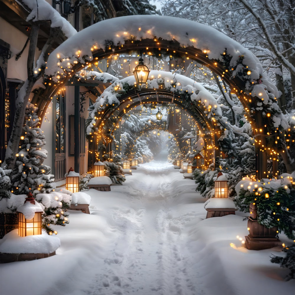 Christmas Illuminated Snowy Archway Backdrop UK RR7-585