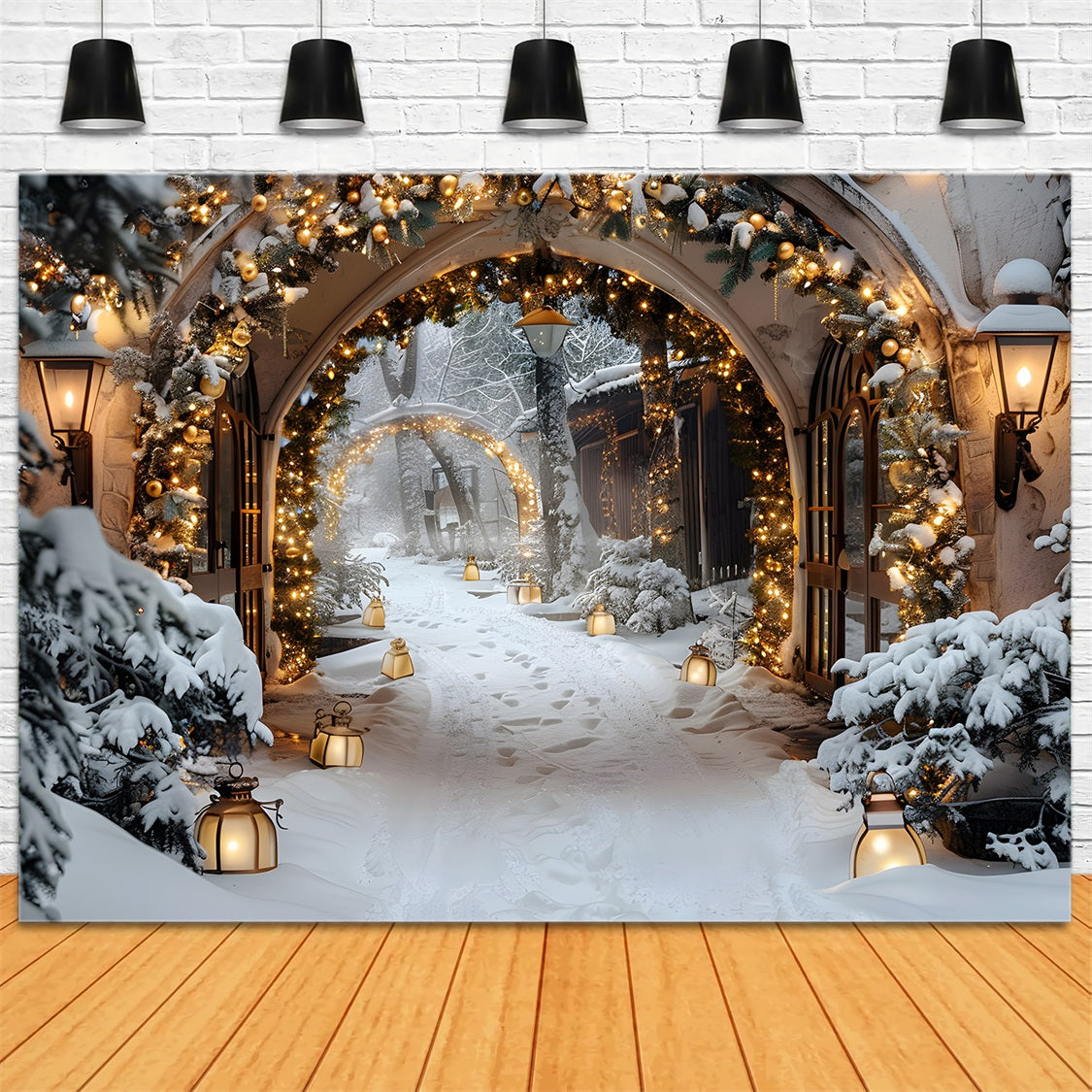 Christmas Magical Lantern Pathway Backdrop UK RR7-586