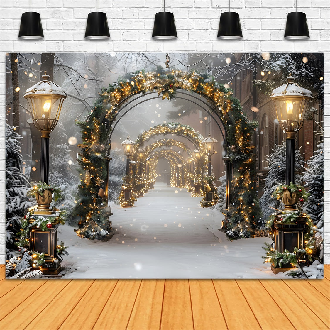 Christmas Enchanted Lantern Archway Backdrop UK RR7-587