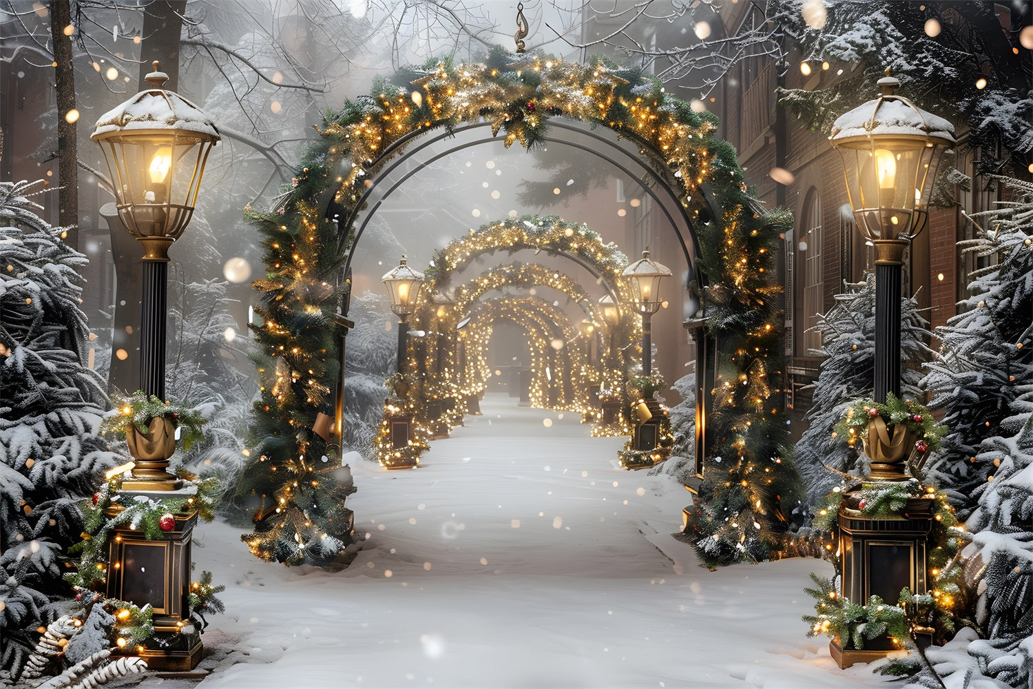 Christmas Enchanted Lantern Archway Backdrop UK RR7-587