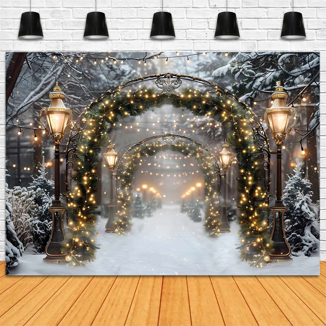 Christmas Sparkling Archway Path Backdrop UK RR7-589