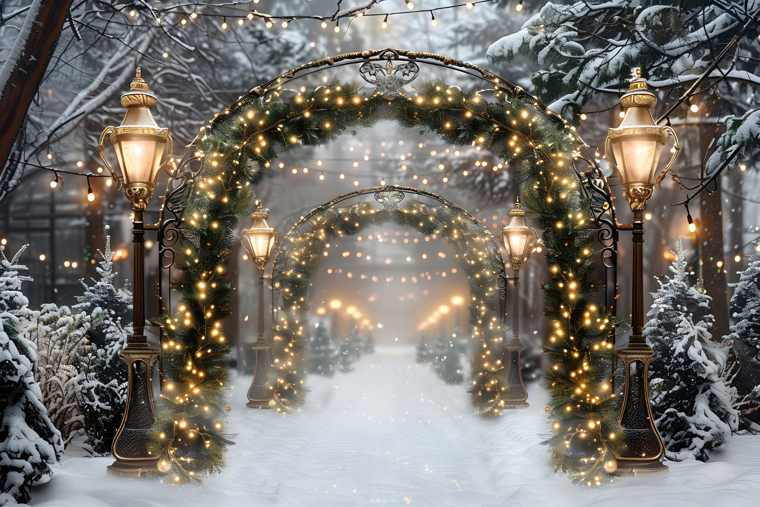 Christmas Sparkling Archway Path Backdrop UK RR7-589