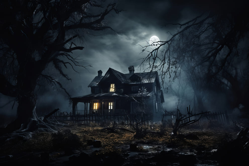 Halloween Forest Cabin Photography Backdrop UK RR7-59