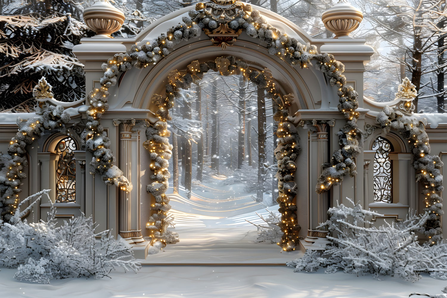 Christmas Snowy Archway Wonderland Backdrop UK RR7-592