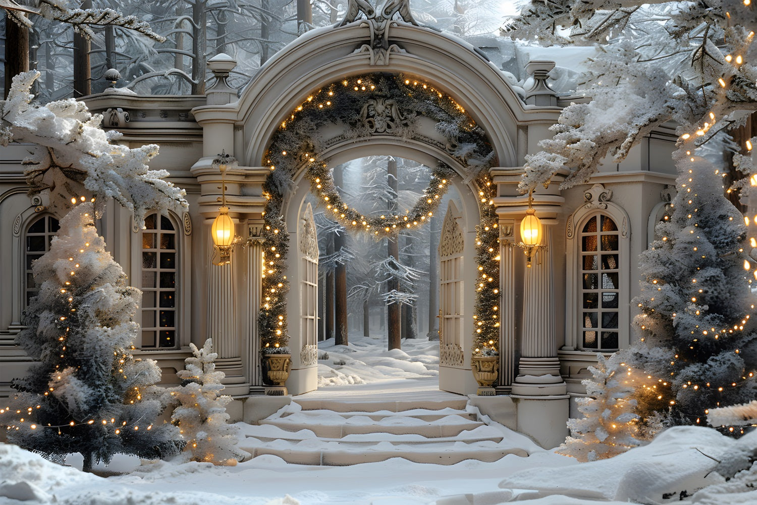 Christmas Winter Wonderland Archway Backdrop UK RR7-593