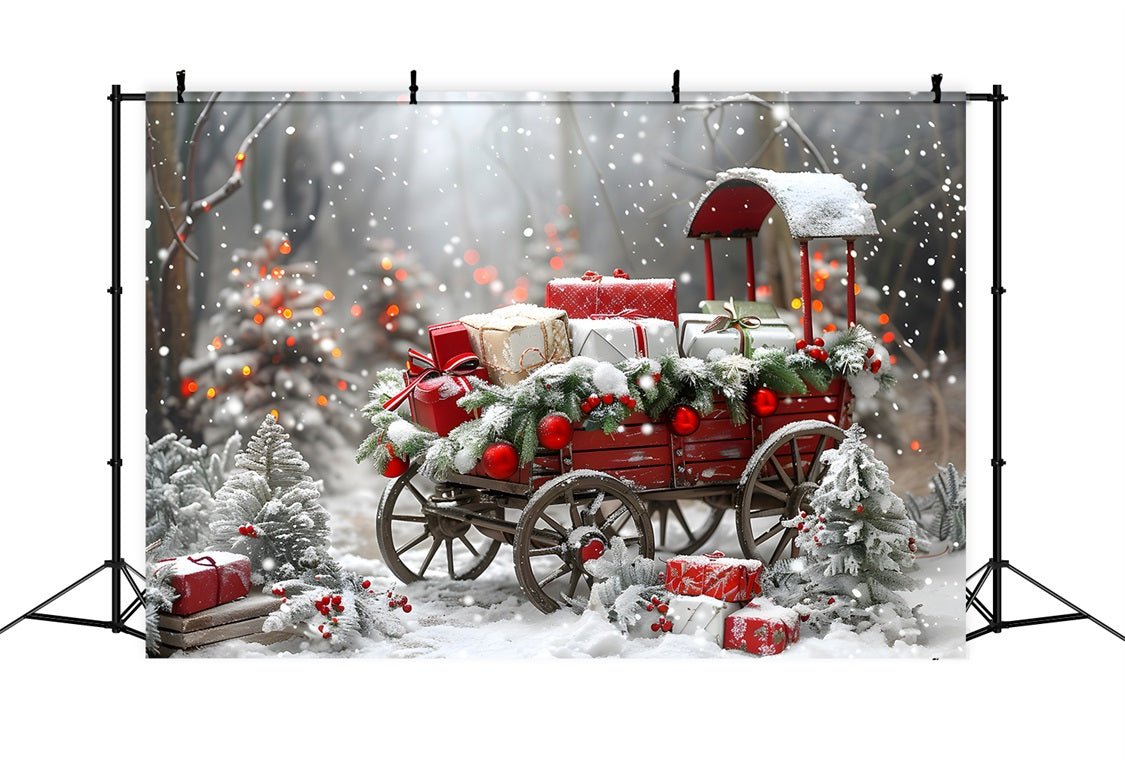 Christmas Festive Gift Cart Backdrop UK RR7-594