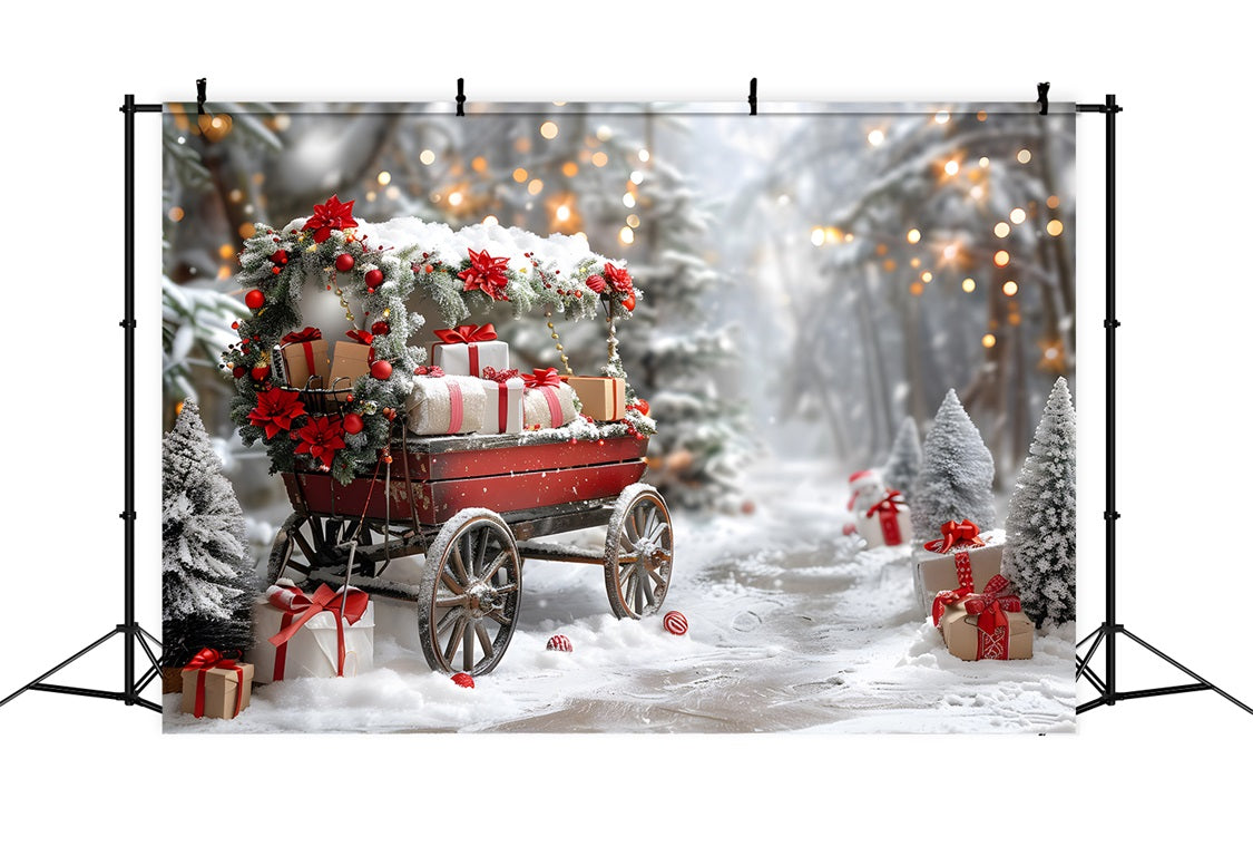 Christmas Festive Gift Wagon Wonderland Backdrop UK RR7-596