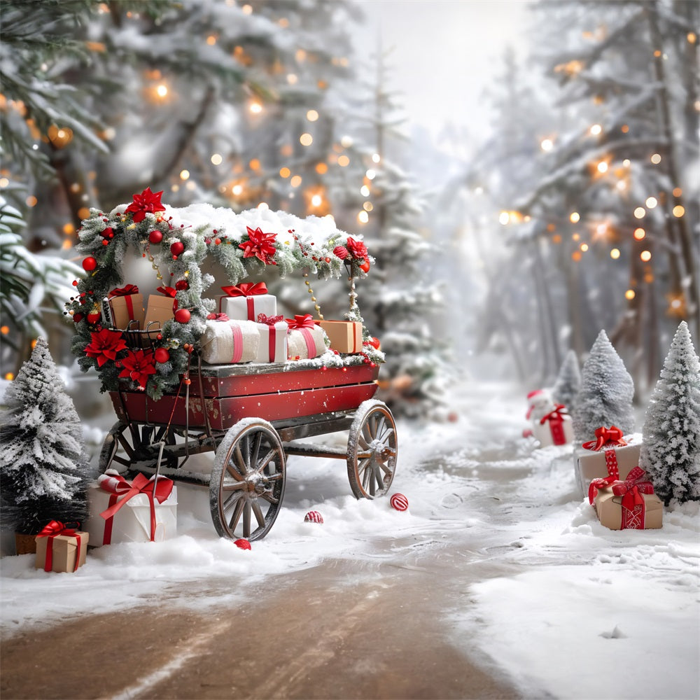 Christmas Festive Gift Wagon Wonderland Backdrop UK RR7-596