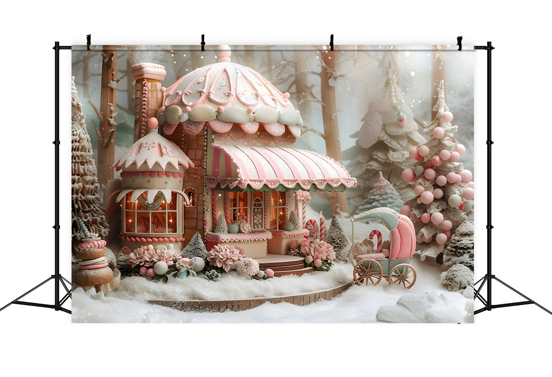 Christmas Whimsical Candy Cottage Backdrop UK RR7-598