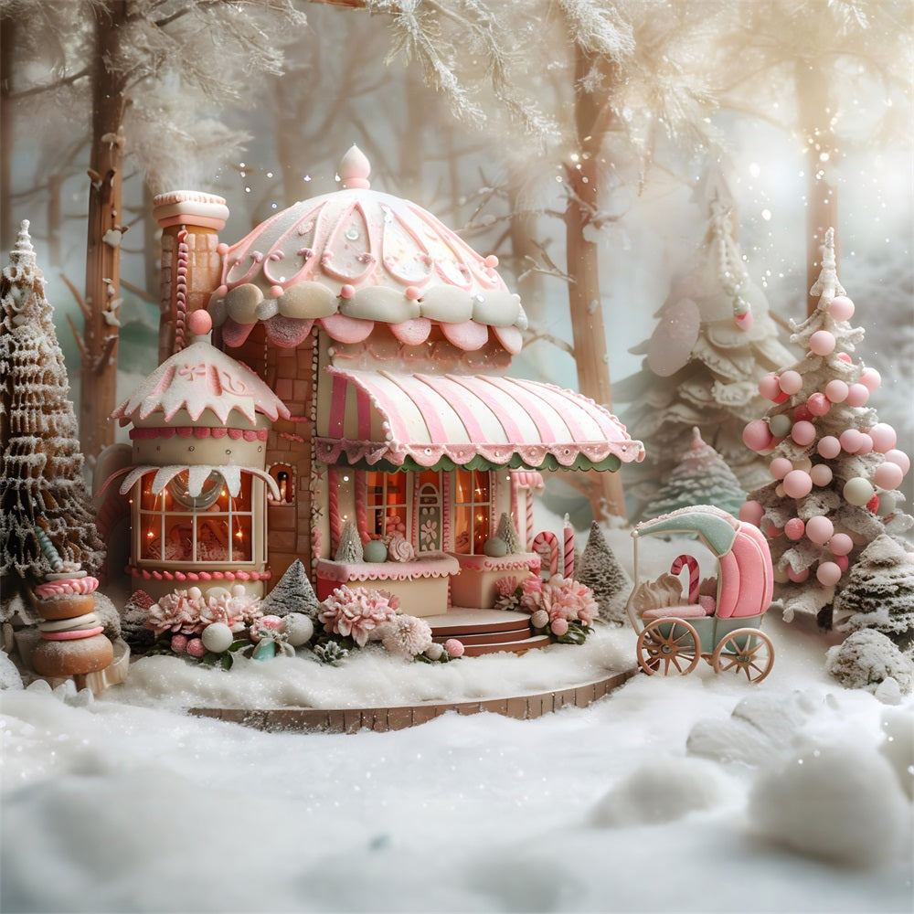 Christmas Whimsical Candy Cottage Backdrop UK RR7-598