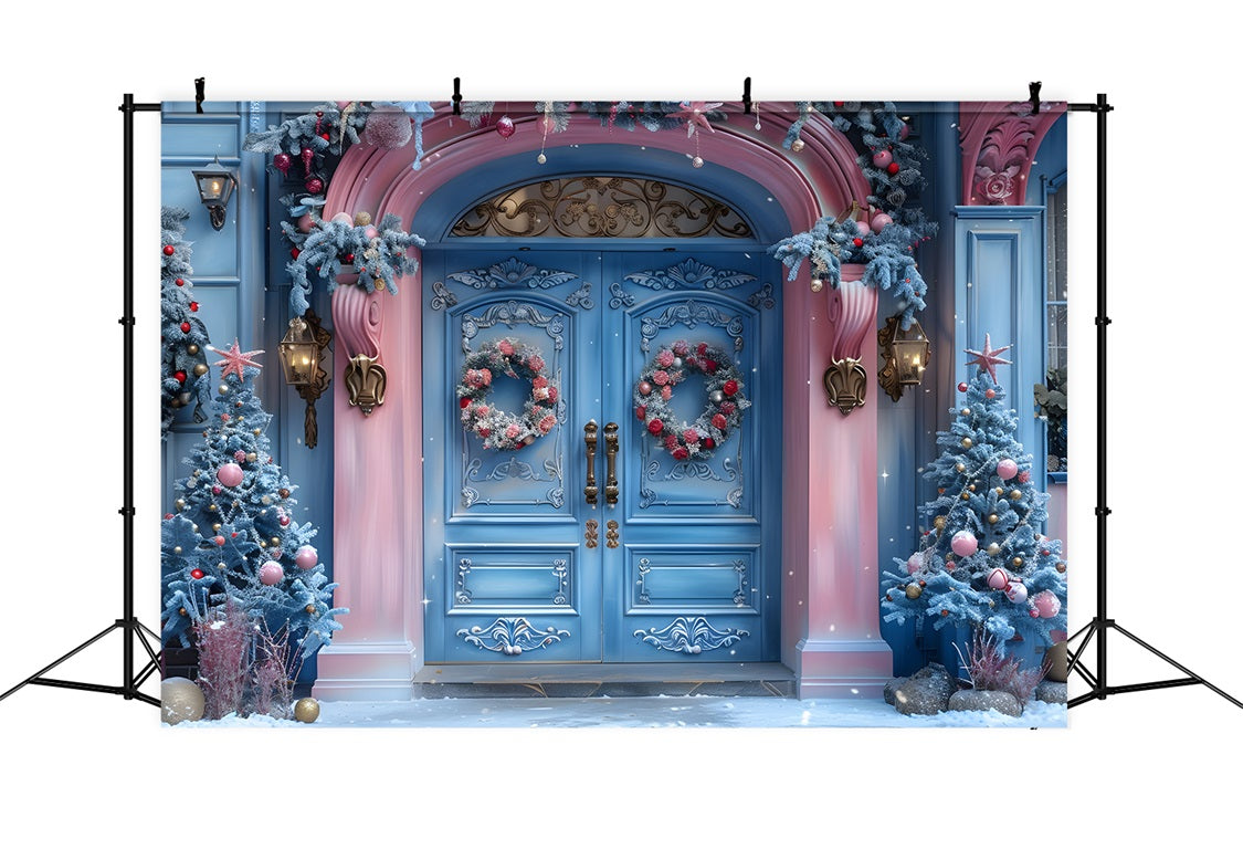 Christmas Pink Blue Enchanted Entrance Backdrop UK RR7-602