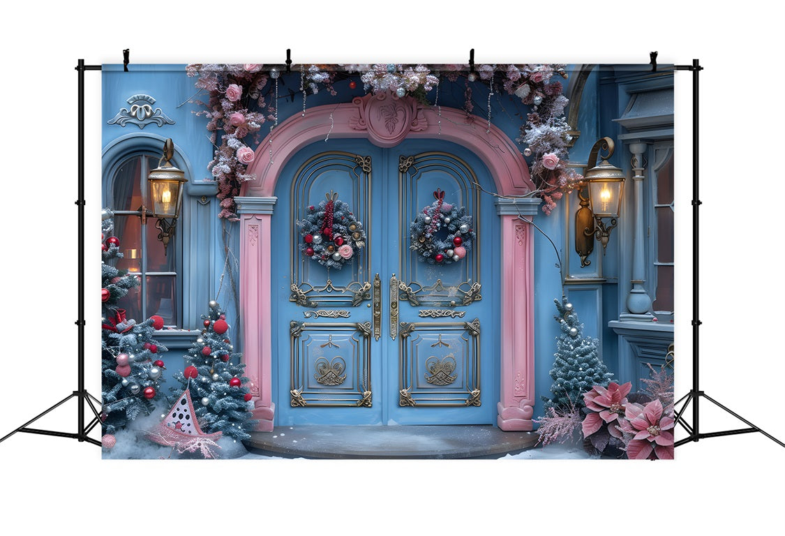 Christmas Blue Pink Festive Entrance Backdrop UK RR7-603