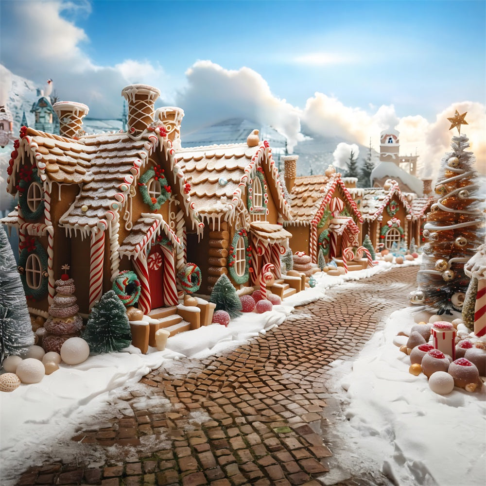 Christmas Gingerbread Village Wonderland Backdrop UK RR7-606