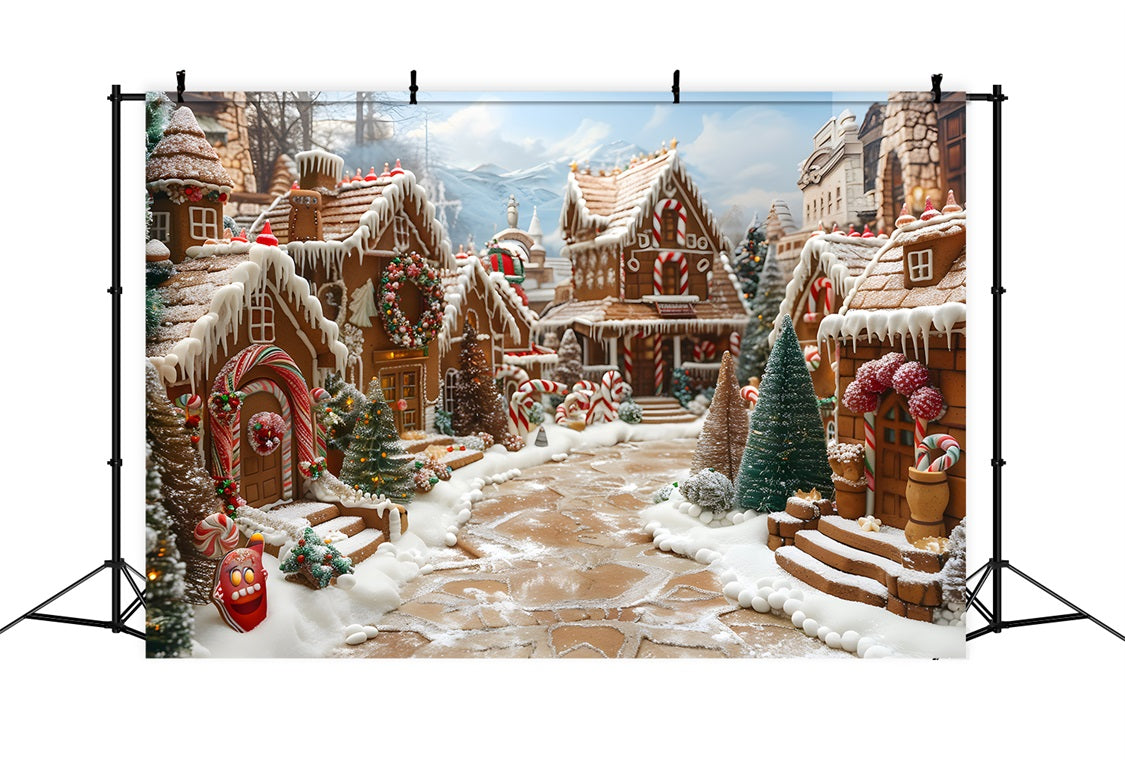 Christmas Gingerbread Village Enchantment Backdrop UK RR7-607