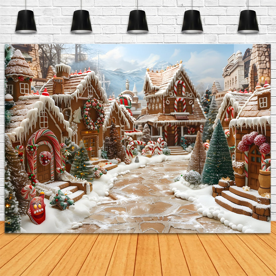 Christmas Gingerbread Village Enchantment Backdrop UK RR7-607