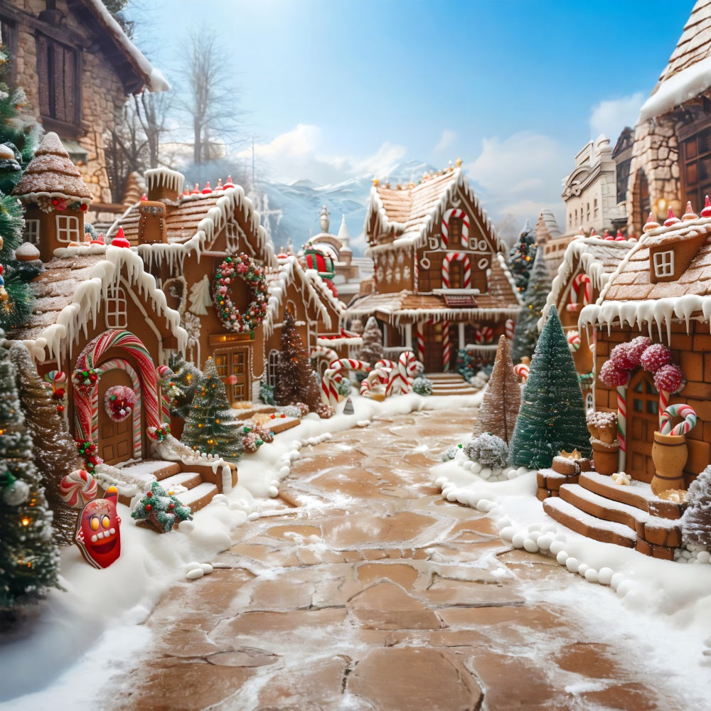 Christmas Gingerbread Village Enchantment Backdrop UK RR7-607