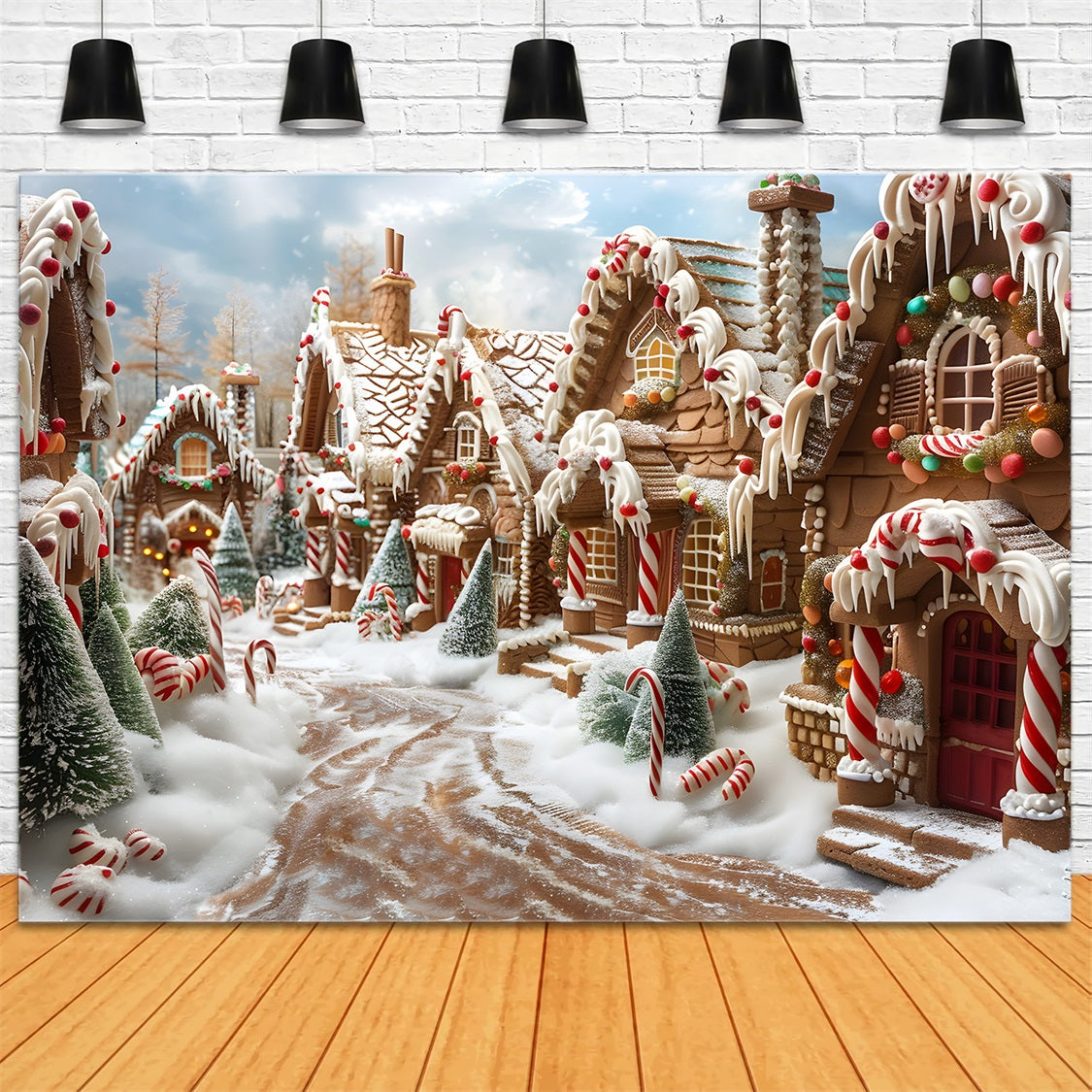 Christmas Gingerbread Candy Lane Backdrop UK RR7-608