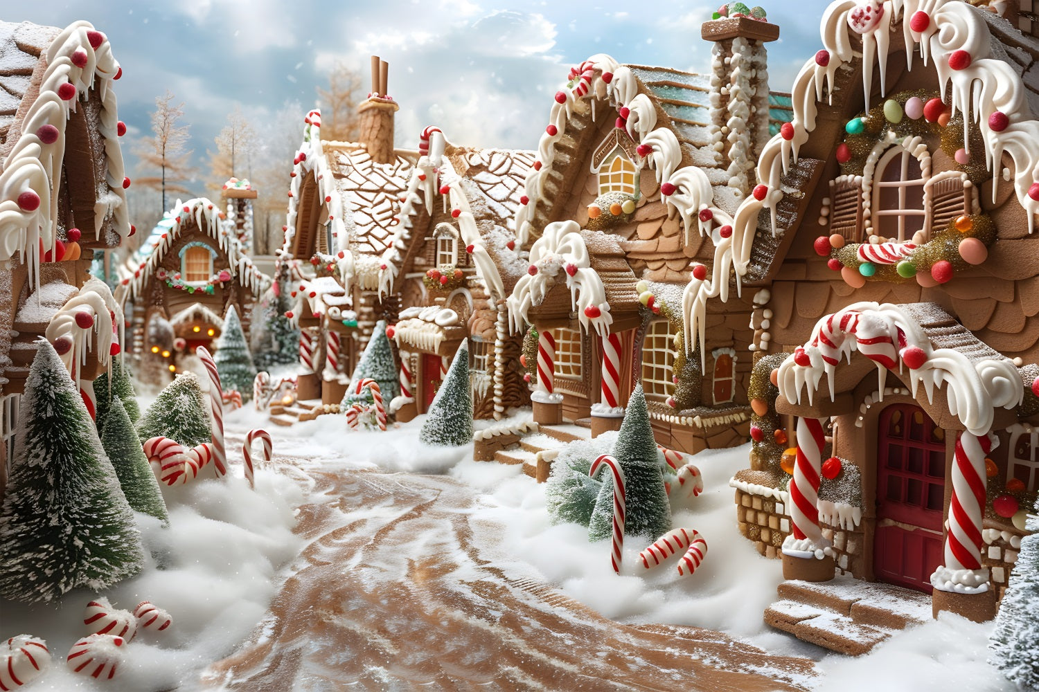 Christmas Gingerbread Candy Lane Backdrop UK RR7-608