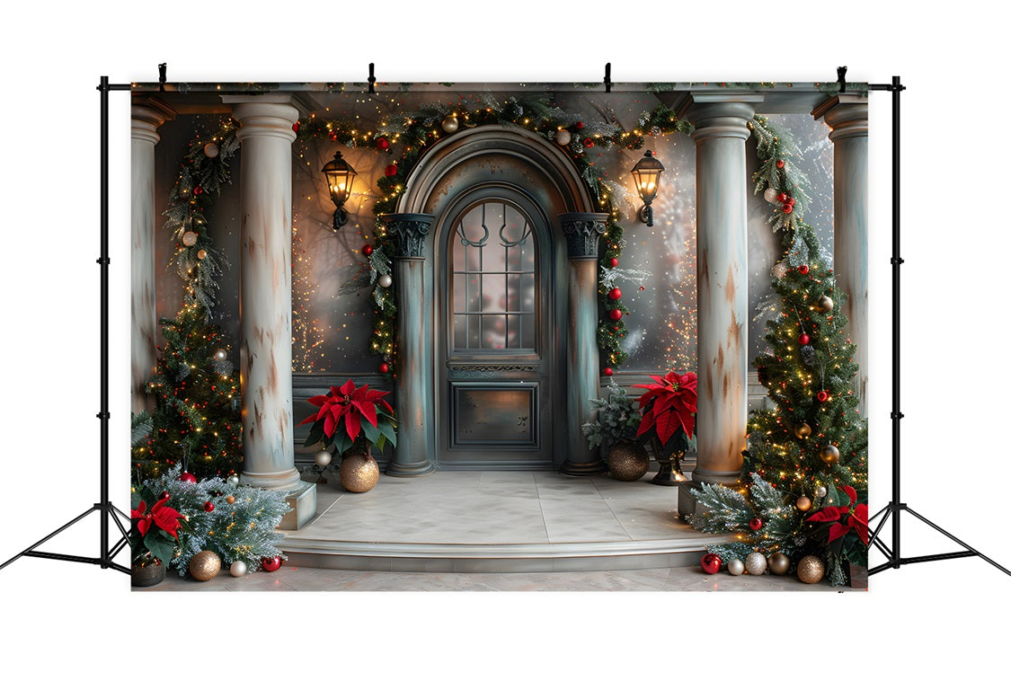 Christmas Elegant Columned Entrance Backdrop UK RR7-609