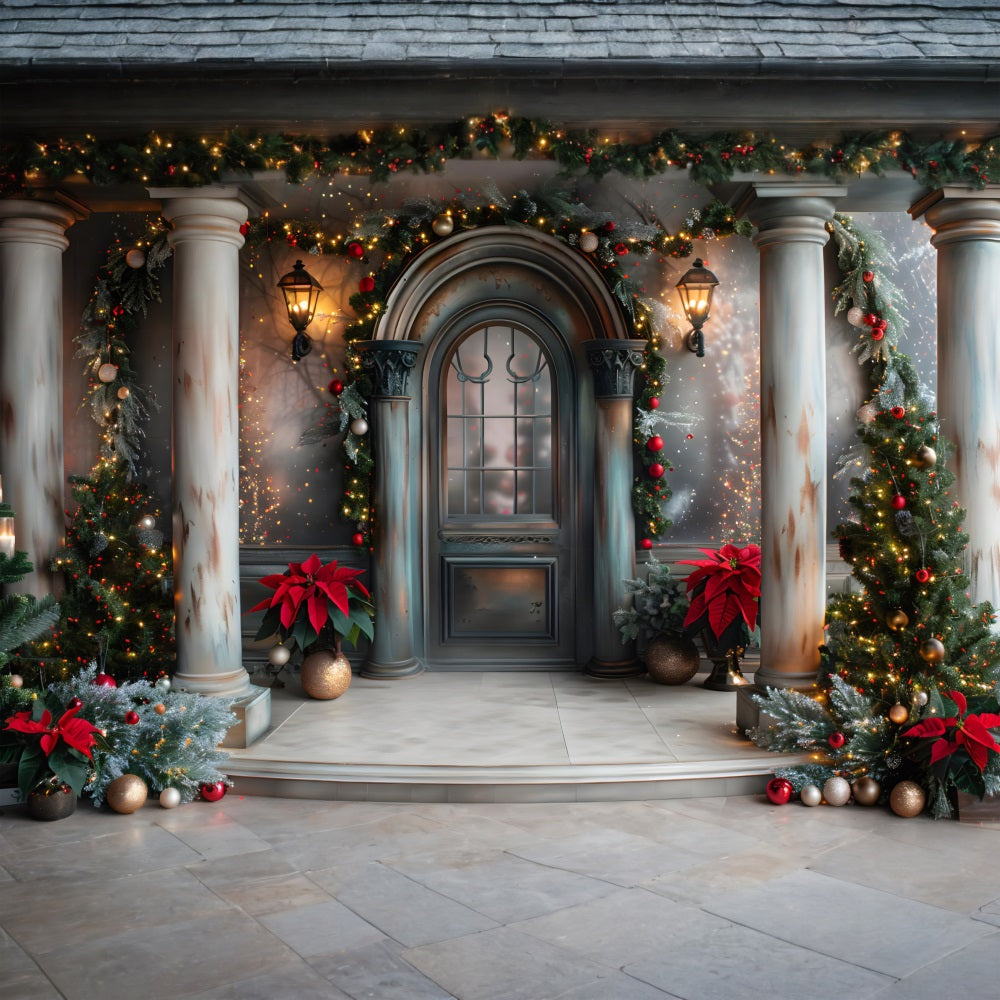 Christmas Elegant Columned Entrance Backdrop UK RR7-609