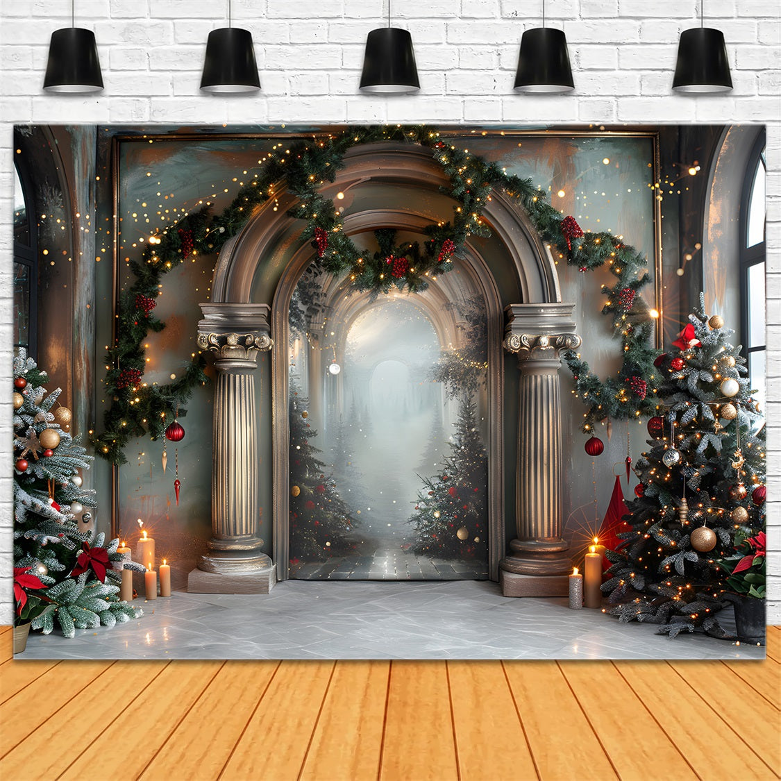 Christmas Elegant Arched Entrance Backdrop UK RR7-610