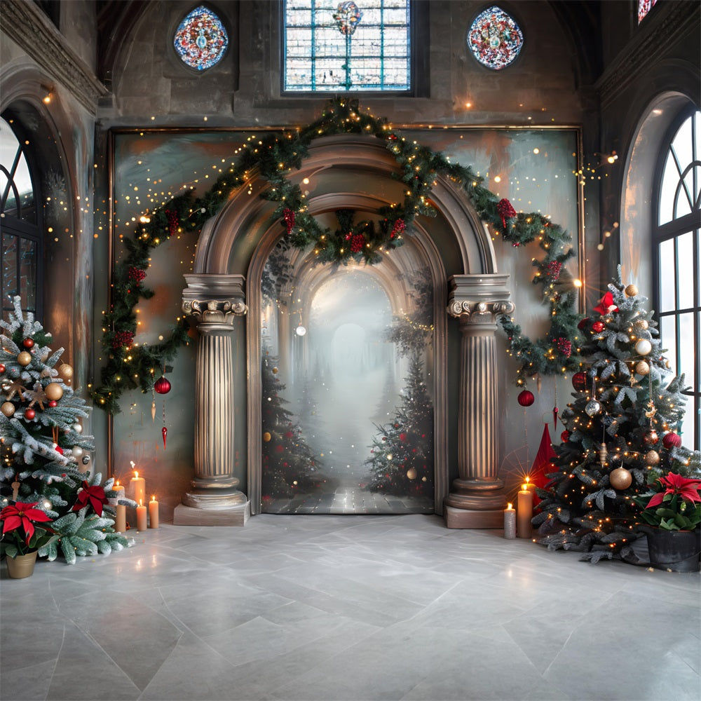 Christmas Elegant Arched Entrance Backdrop UK RR7-610