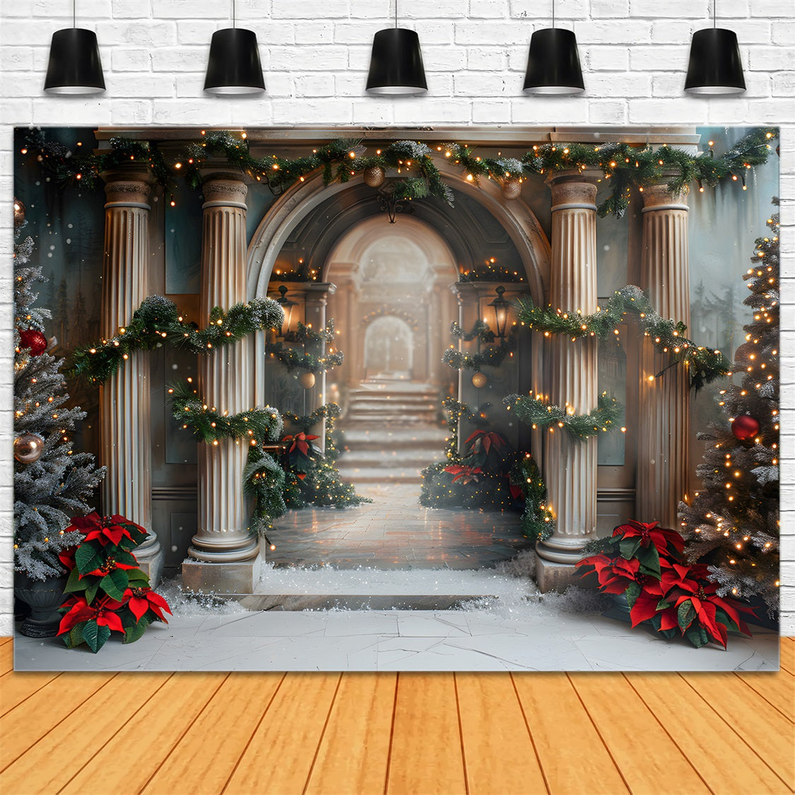 Christmas Grand Staircase Wonderland Backdrop UK RR7-611