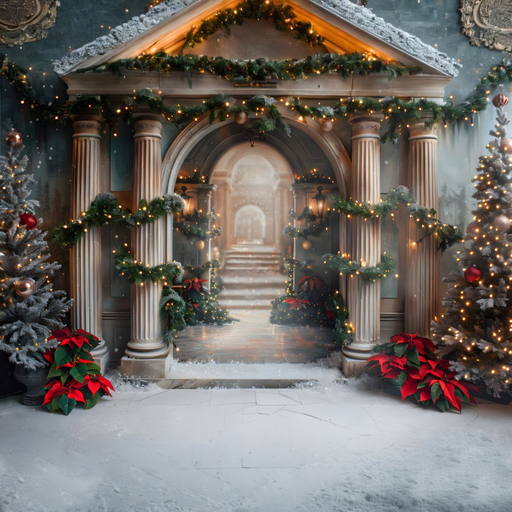 Christmas Grand Staircase Wonderland Backdrop UK RR7-611