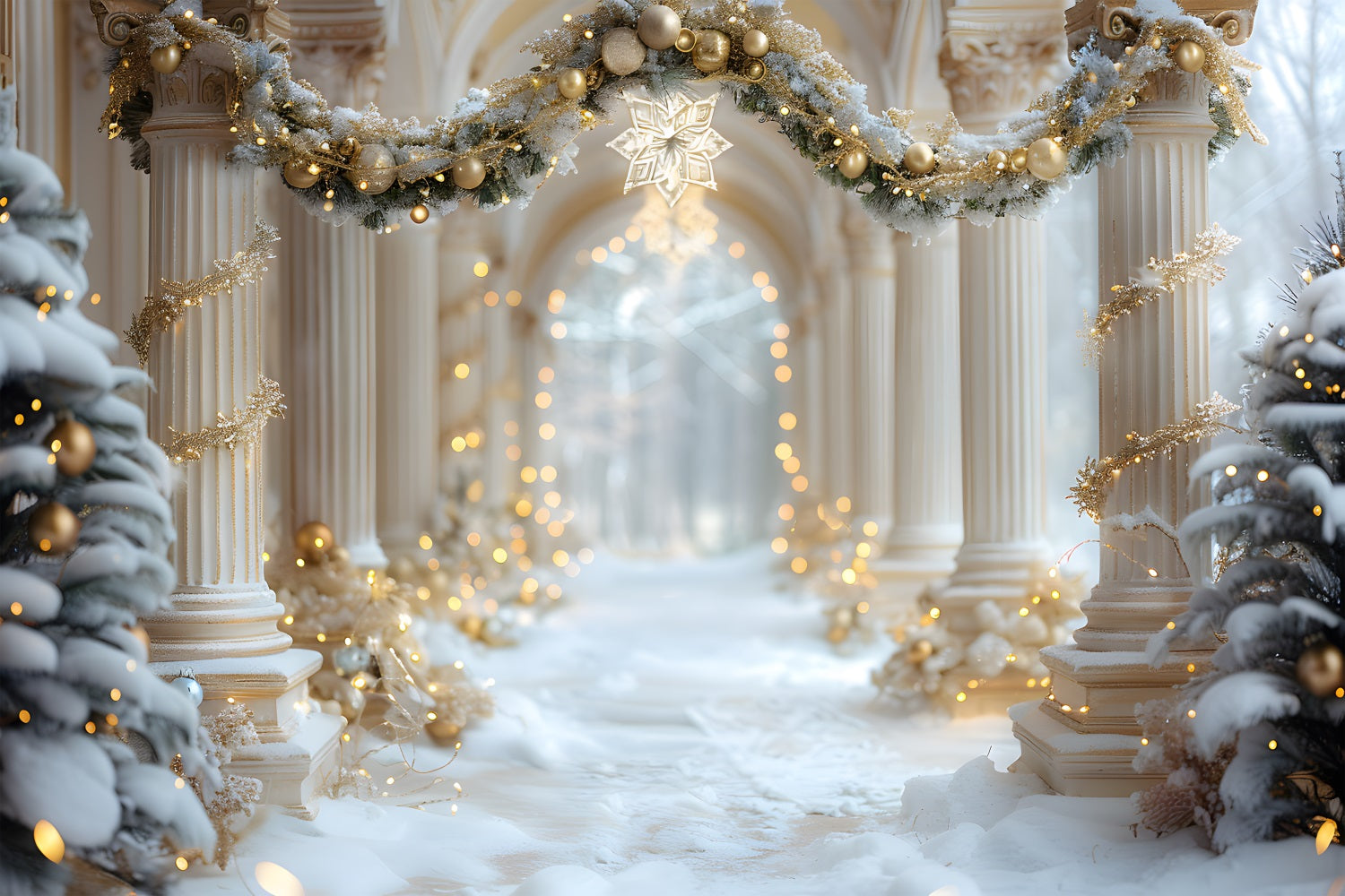 Christmas Winter Palace Walkway Backdrop UK RR7-612