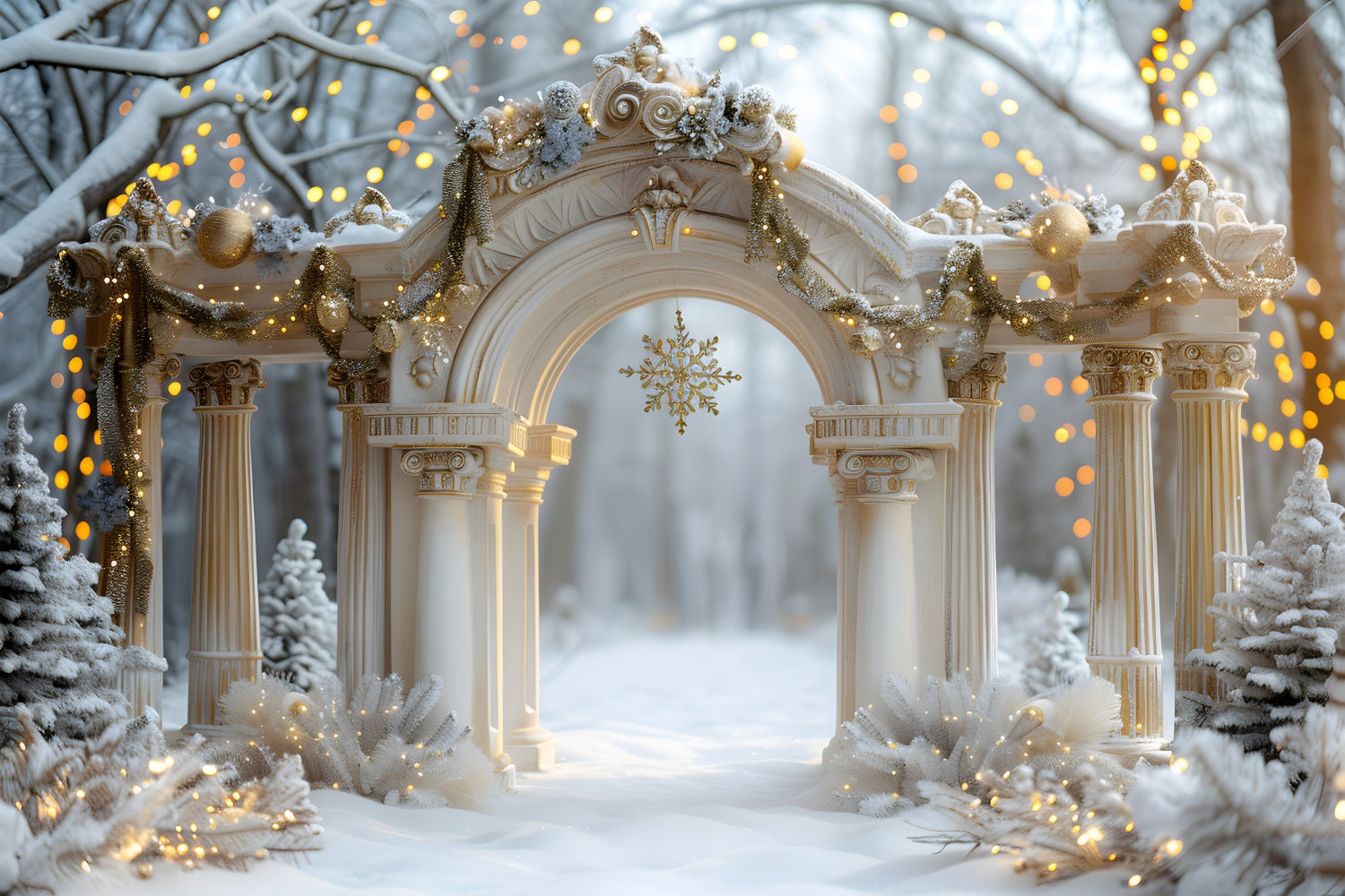 Christmas Elegant Archway with Snowflake Backdrop UK RR7-614