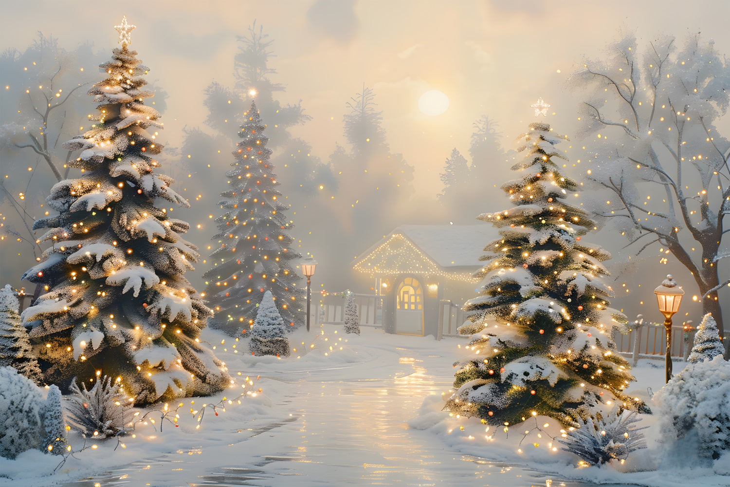 Christmas Enchanted Winter Pathway Backdrop UK RR7-615