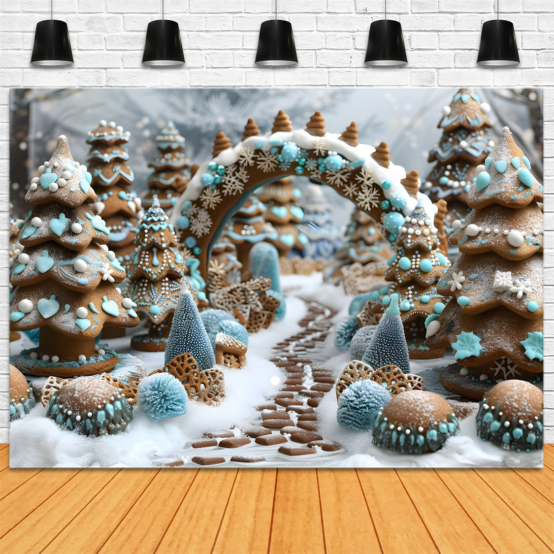 Christmas Tree Gingerbread Wonderland Backdrop UK RR7-617