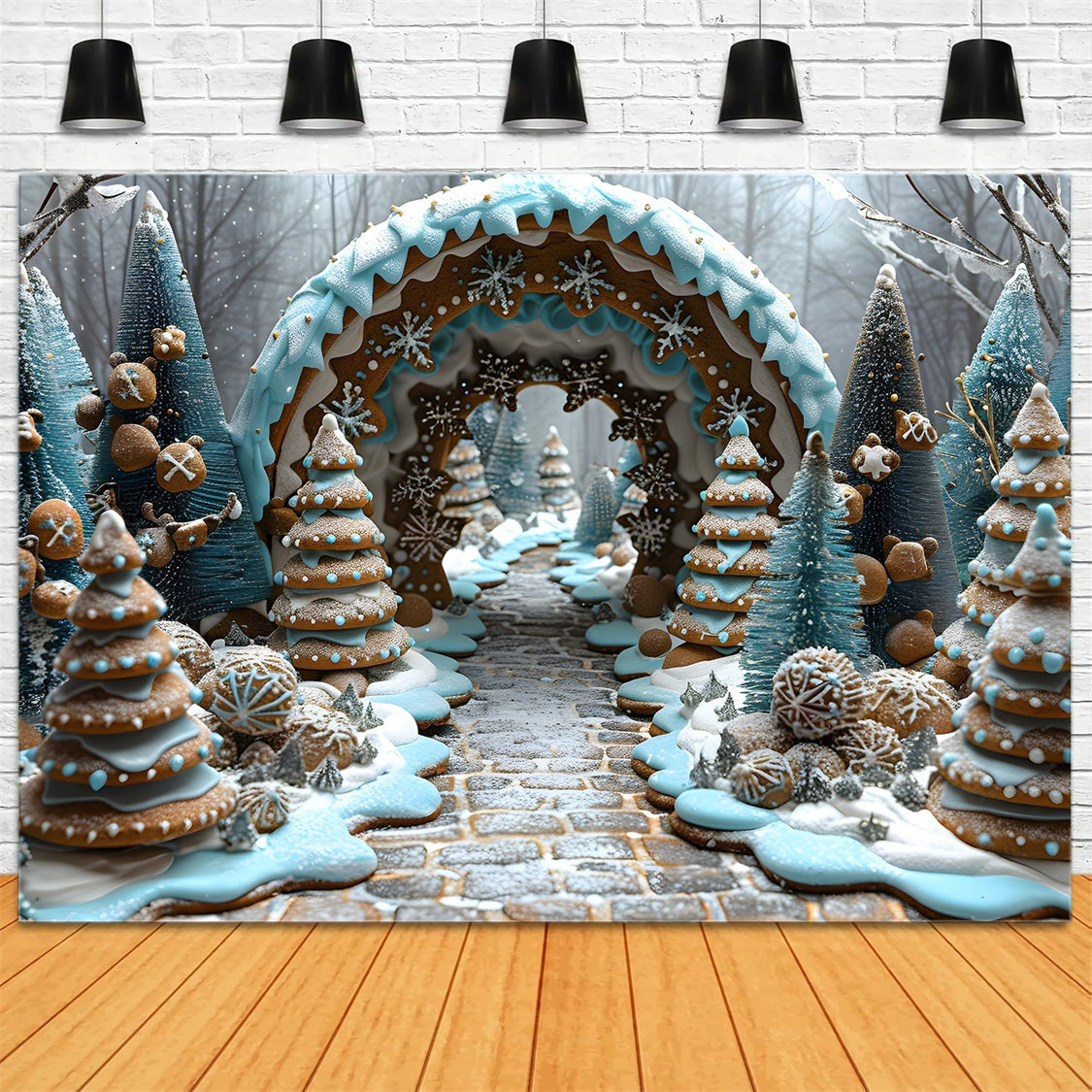 Christmas Gingerbread Enchanted Archway Backdrop UK RR7-618