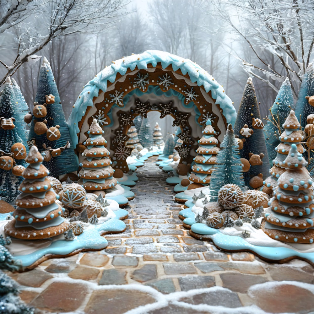 Christmas Gingerbread Enchanted Archway Backdrop UK RR7-618