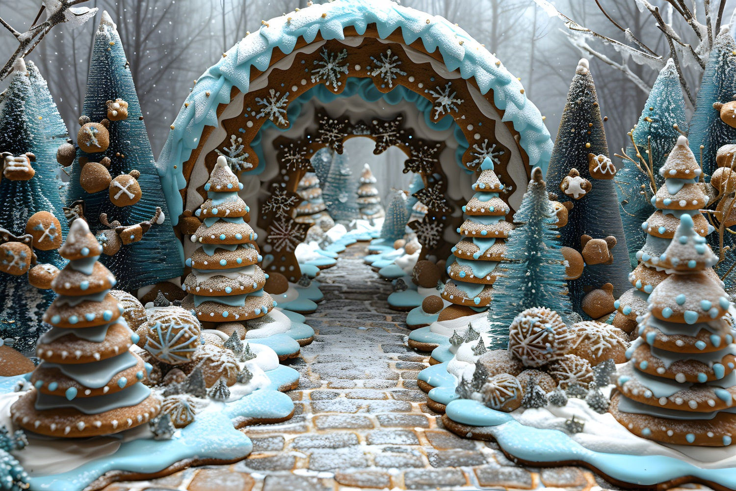 Christmas Gingerbread Enchanted Archway Backdrop UK RR7-618