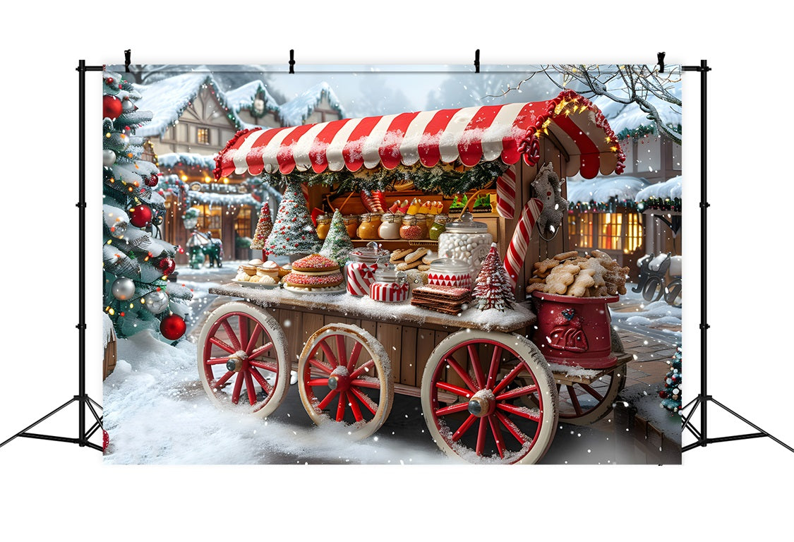 Christmas Market Treats Cart Backdrop UK RR7-621