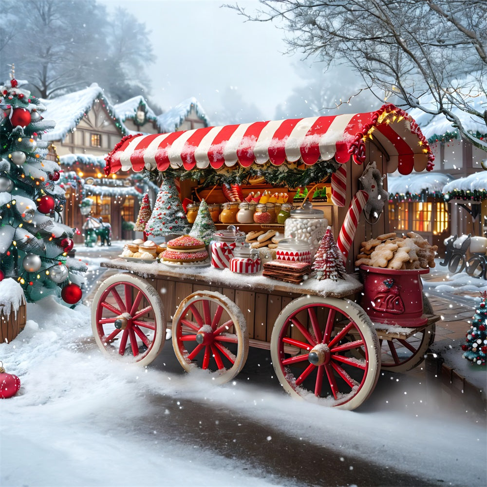 Christmas Market Treats Cart Backdrop UK RR7-621