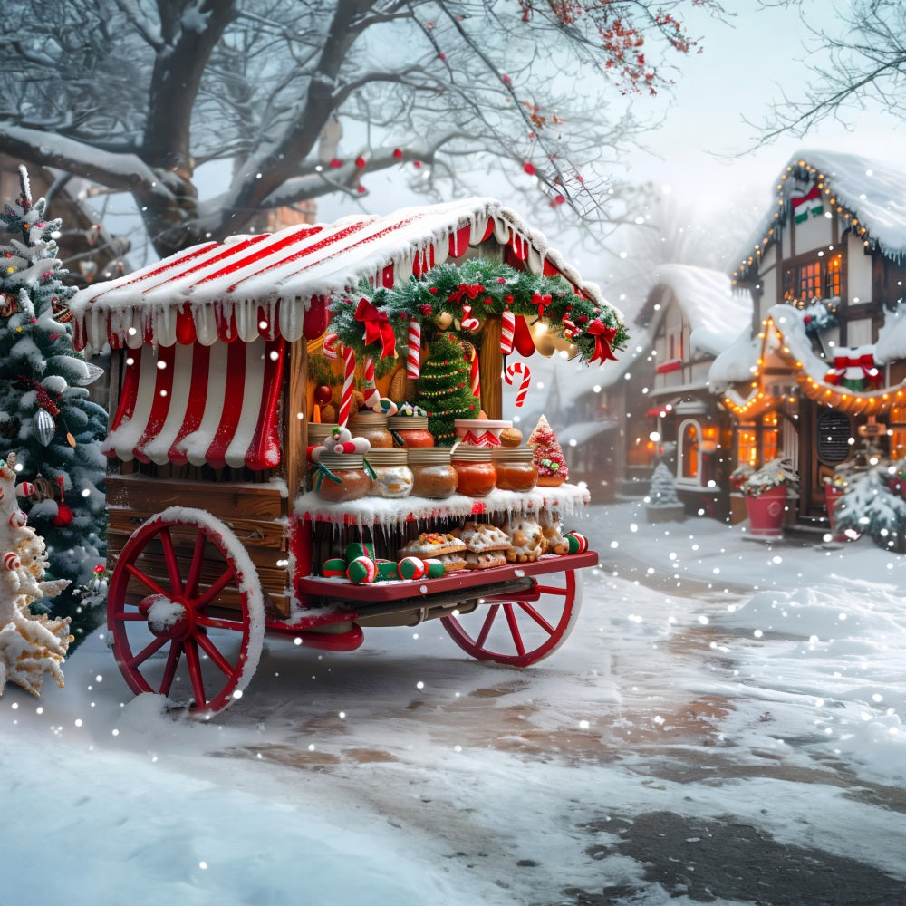 Christmas Sweets and Treats Cart Backdrop UK RR7-622