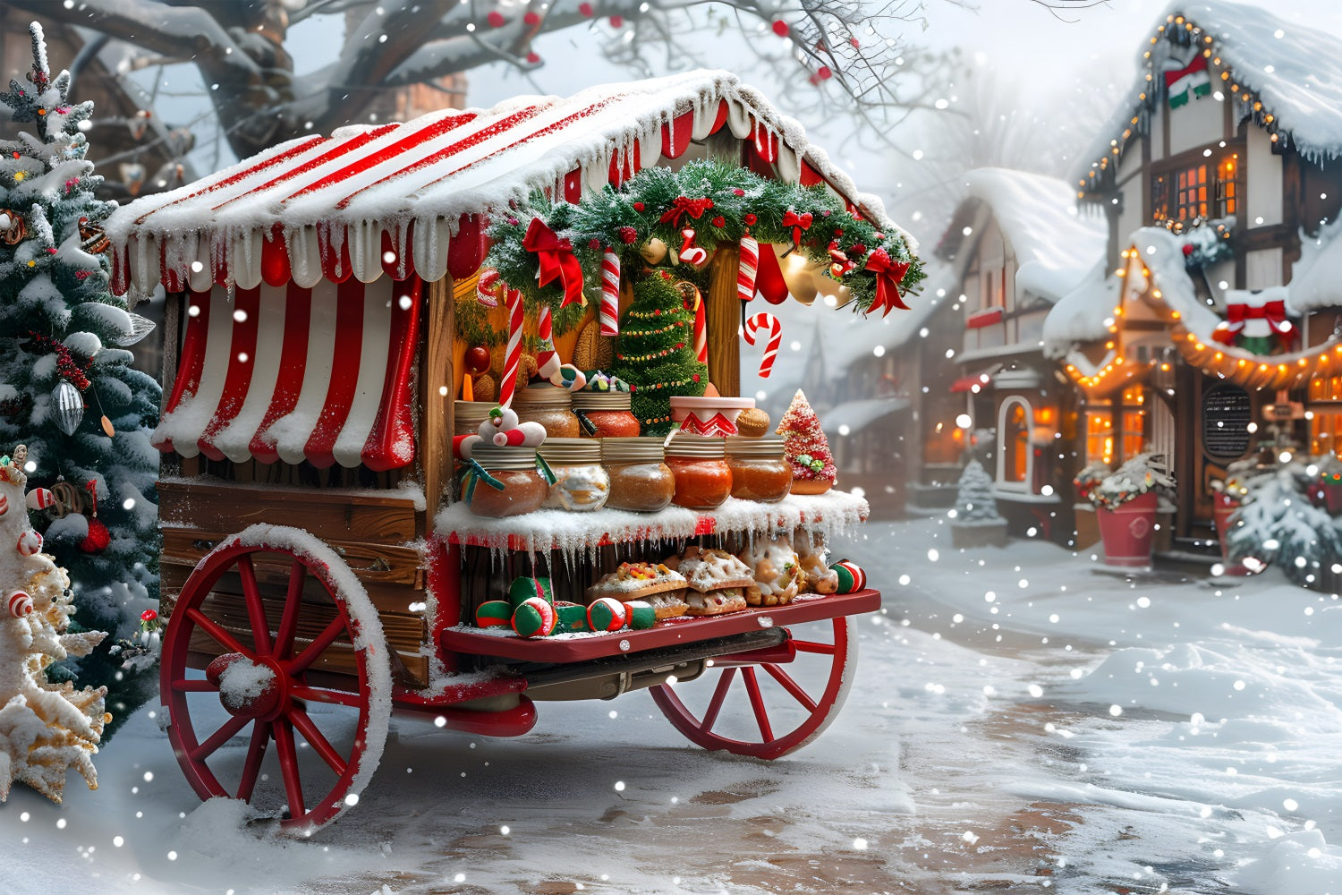 Christmas Sweets and Treats Cart Backdrop UK RR7-622