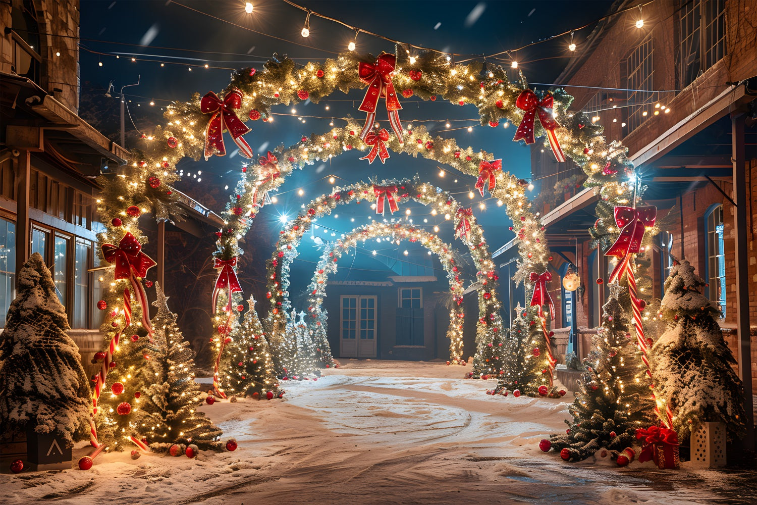 Christmas Festive Archway Lights Backdrop UK RR7-623