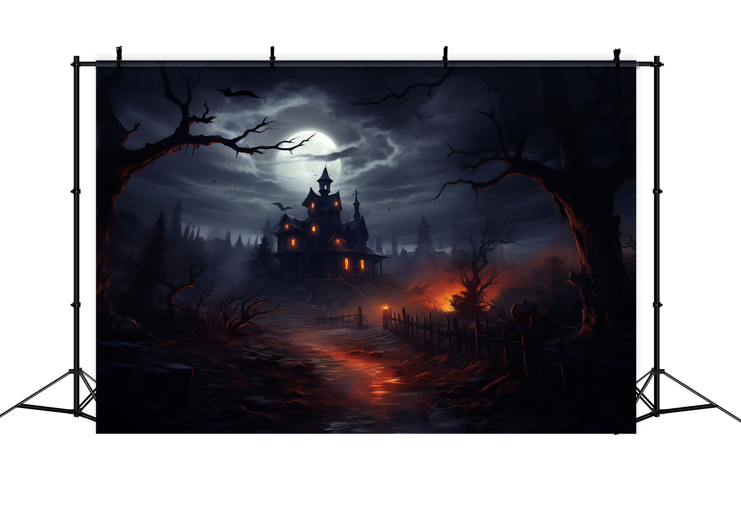 Foggy Haunted House Halloween Backdrop UK RR7-63