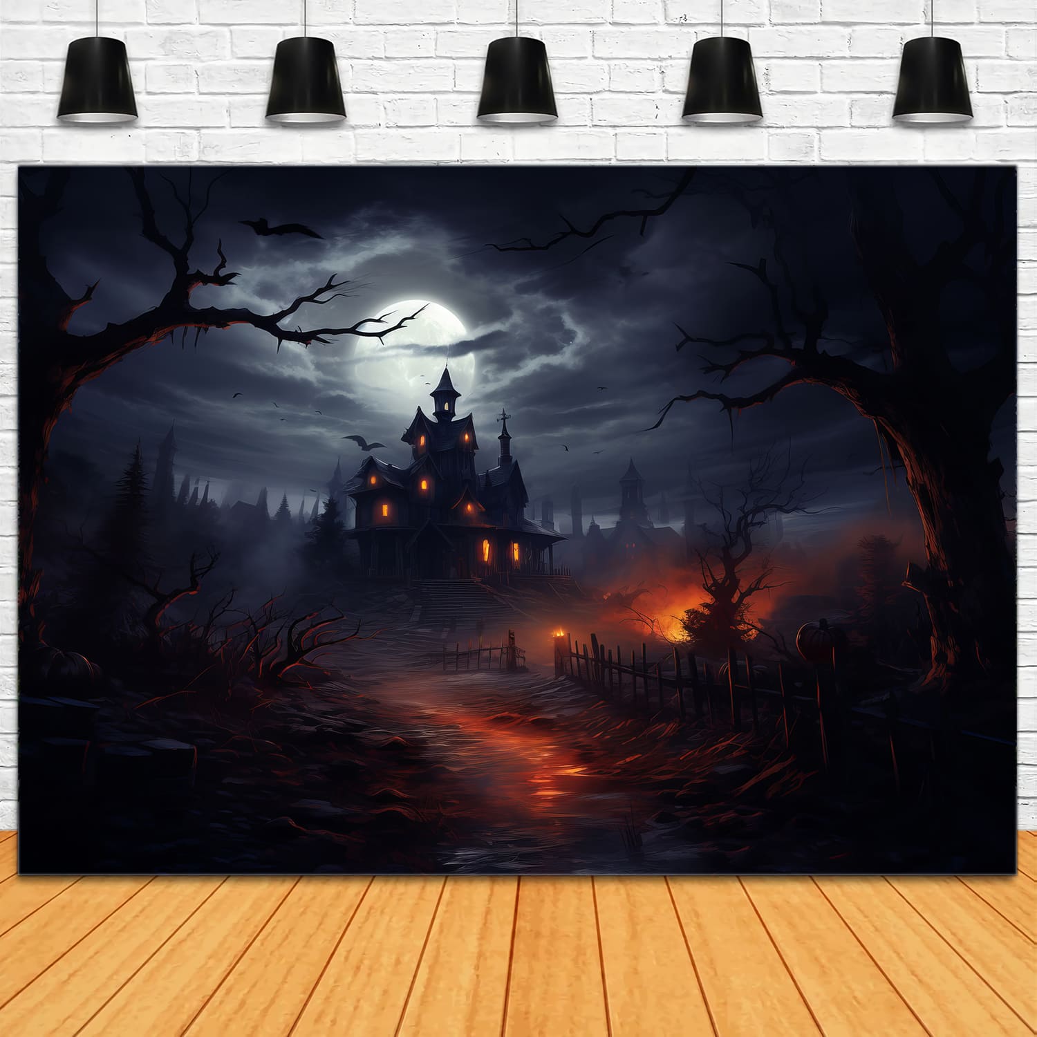 Foggy Haunted House Halloween Backdrop UK RR7-63