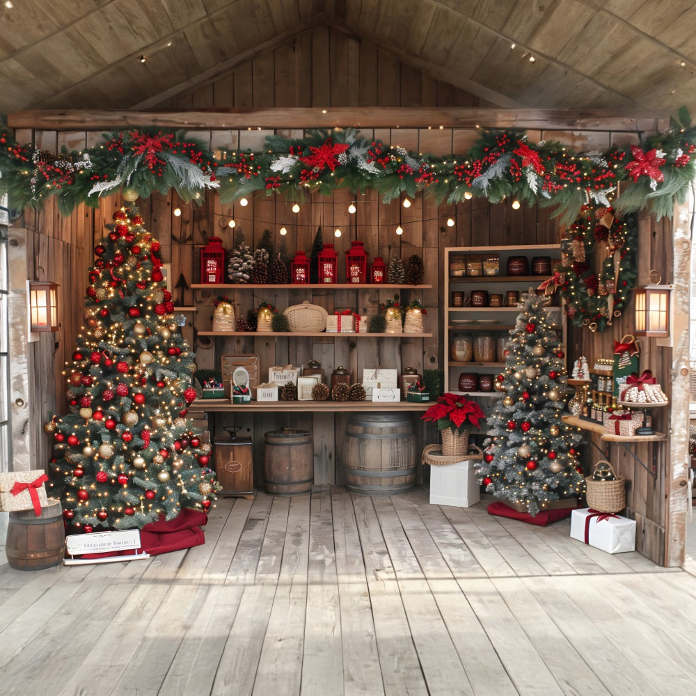 Christmas Rustic Market Stall Backdrop UK RR7-630