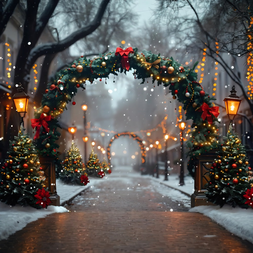 Christmas Festive Archway Lights Path Backdrop UK RR7-633