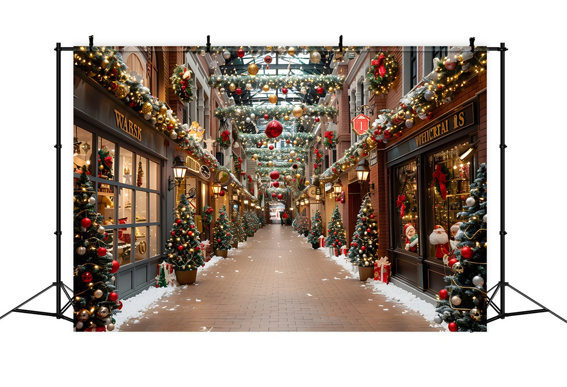 Christmas Festive Shopping Arcade Backdrop UK RR7-635