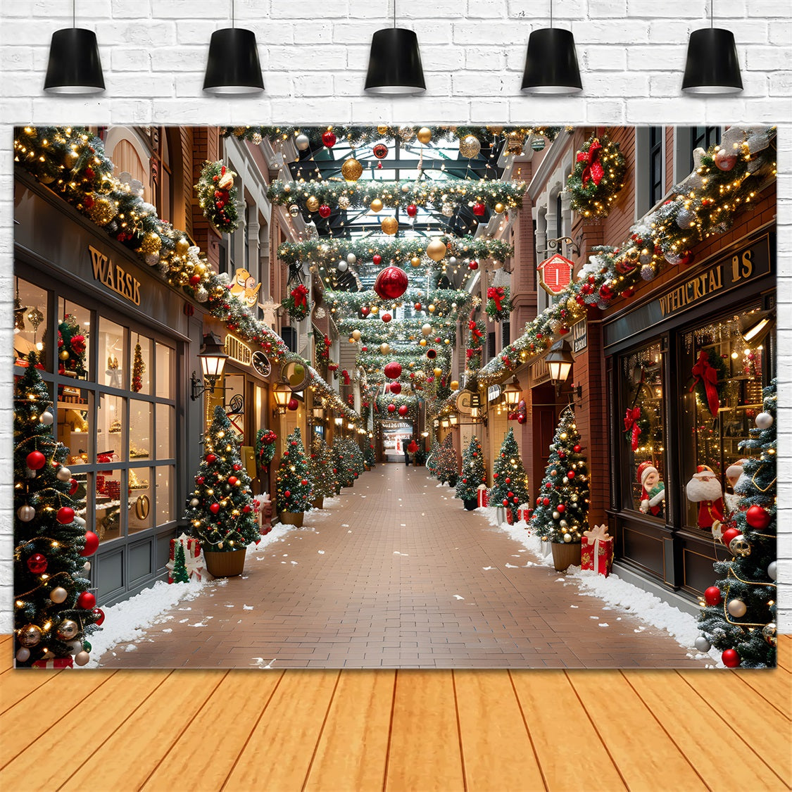 Christmas Festive Shopping Arcade Backdrop UK RR7-635