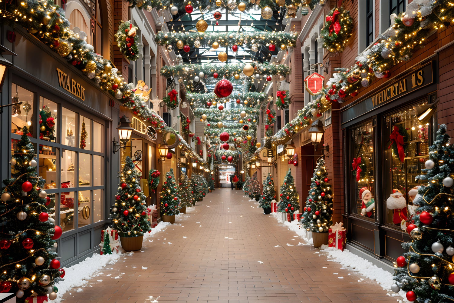 Christmas Festive Shopping Arcade Backdrop UK RR7-635