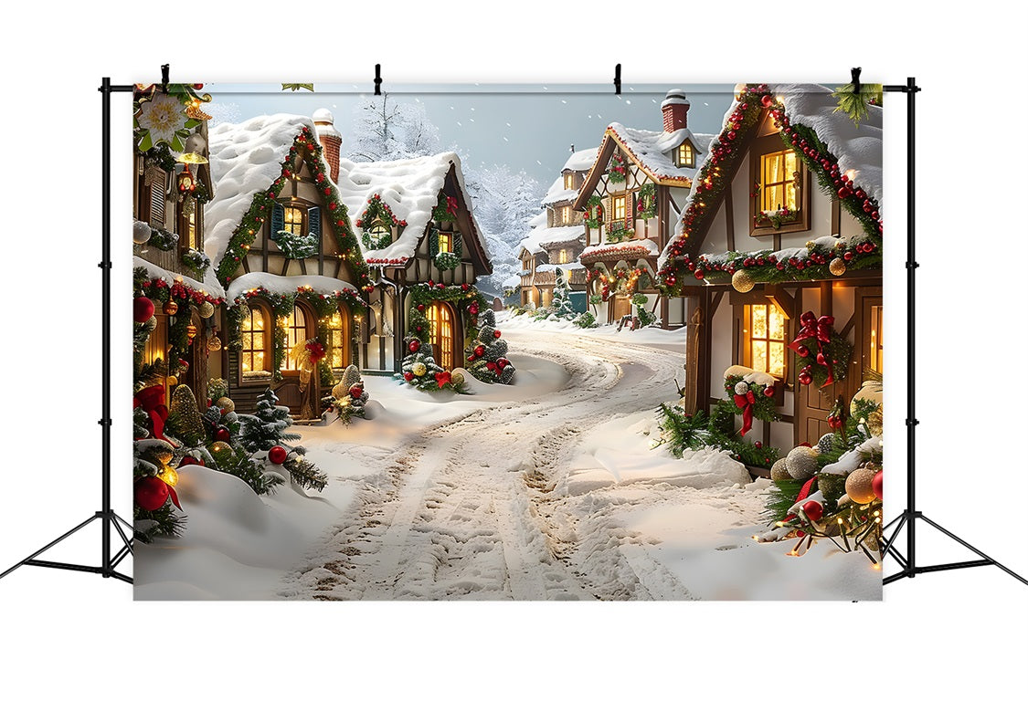 Christmas Enchanted Village Path Backdrop UK RR7-636